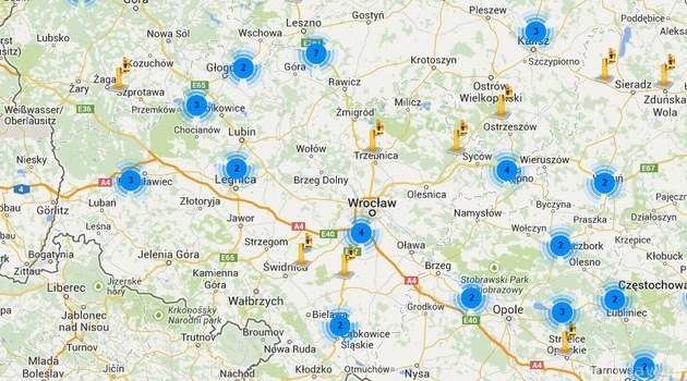 Karte Der Radargerate In Breslau Und Umgebung Www Wroclaw Pl