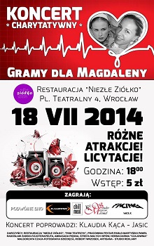 Koncert charytatywny na rzecz chorej na nowotwór wrocławskiej pielęgniarki Magdaleny Krajewskiej
