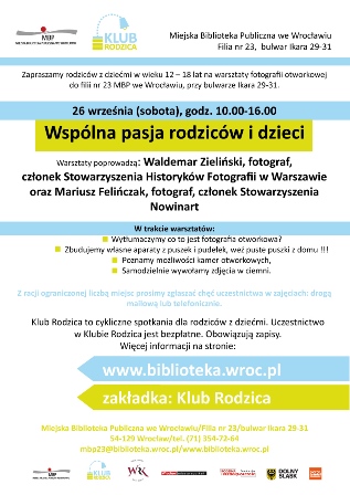 Warsztaty fotografii otworkowej w Klubie Rodzica