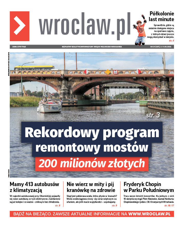 Zdjecie okładki biuletynu - Widok z poziomu Odry na Mosty Trzebnickie