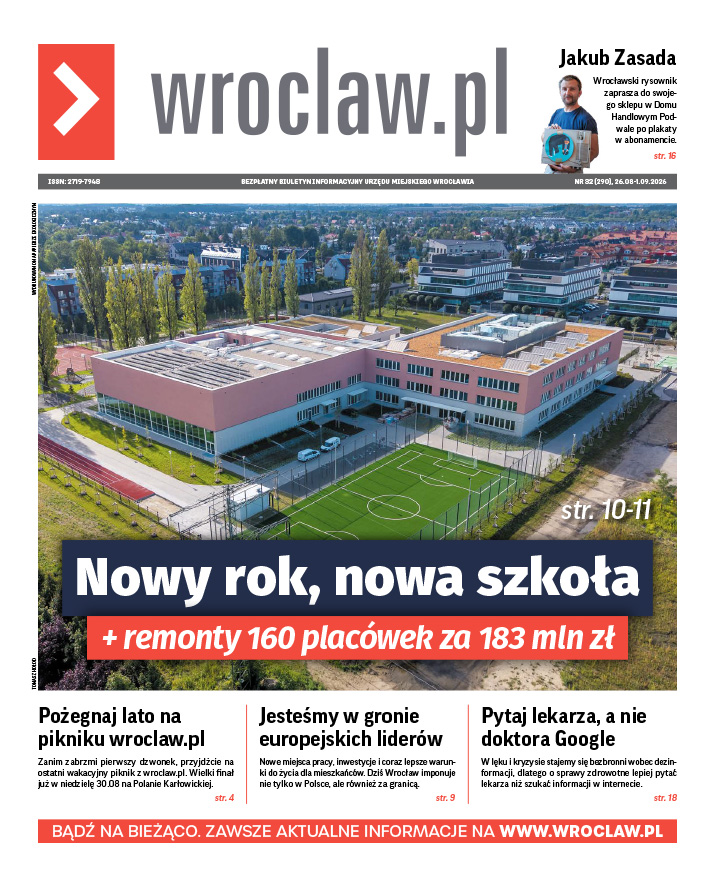 Zdjecie okładki biuletynu - Widok z drona na nową placówkę oświatową przy ul. Zwycięskiej