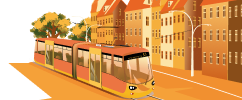 Tramwaj na tle kamienic