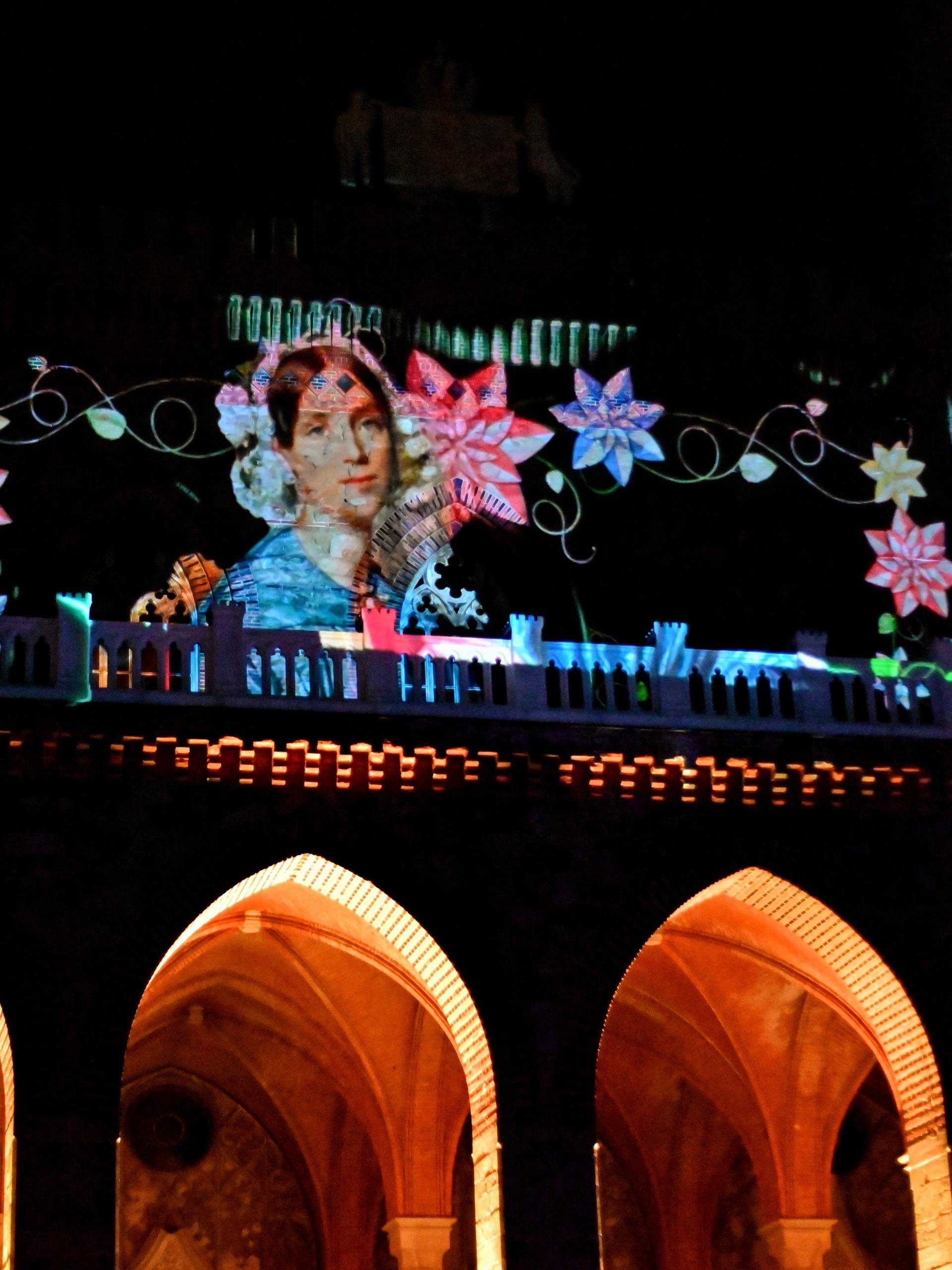 Powiększ obraz: Portret Marianny Orańskiej wyświetlony na ścianie jej pałacu.
