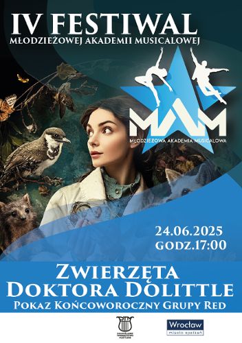 Zdjęcie wydarzenia „Zwierzęta Doktora Dolittle” w ramach IV Festiwalu Młodzieżowej Akademii Musicalowej