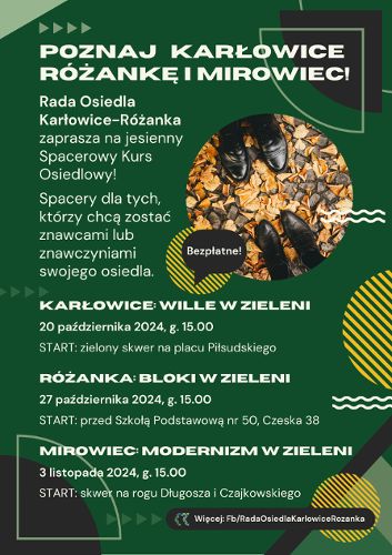 Zdjęcie wydarzenia Rada Osiedla Karłowice-Różanka zaprasza na jesienny Spacerowy Kurs Osiedlowy!
