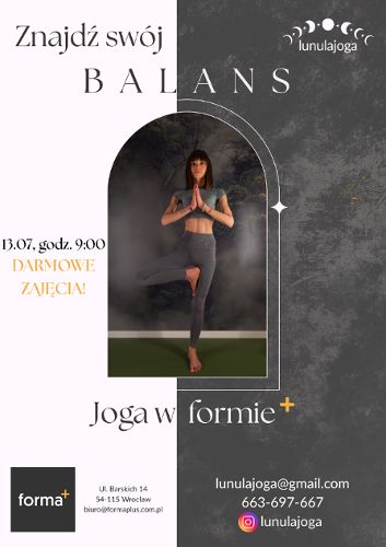 Zdjęcie wydarzenia Znajdź swój balans! Darmowa joga w Studio Treningu Personalnego Forma+