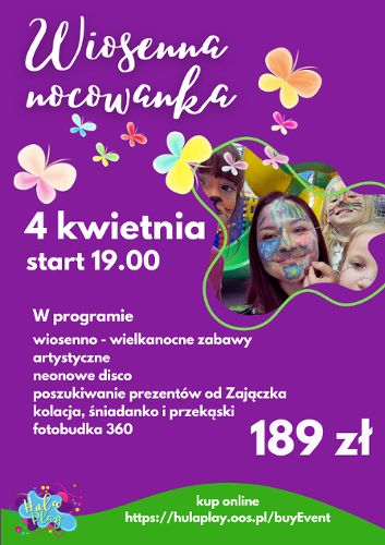 Zdjęcie wydarzenia Wiosenna nocowanka w sali zabaw Hula Play