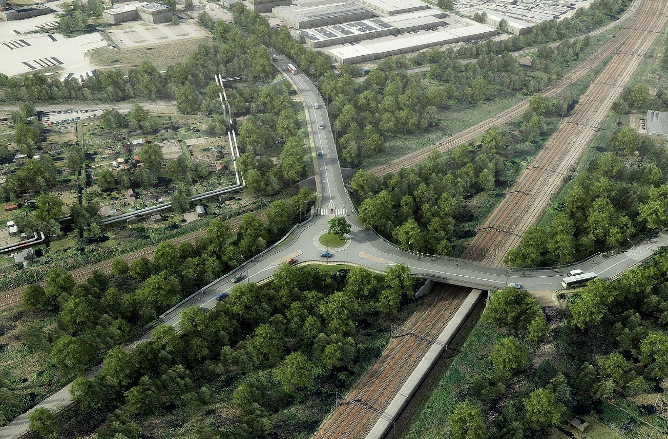 Wizualizacja przedstawia ulice Gazową i Karwińską po przebudowie