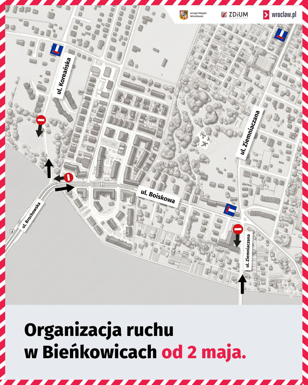 Zmiany w organizacji ruchu na ulicach Koreańskiej, Ziemniaczanej i Boiskowej