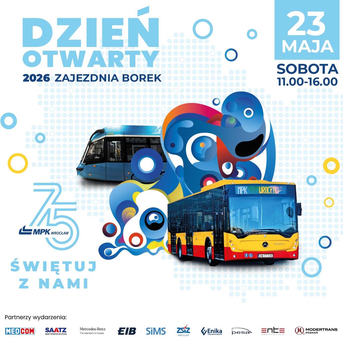 Plakat zachęcający do udziału w Dniu Otwartym MPK Wrocław