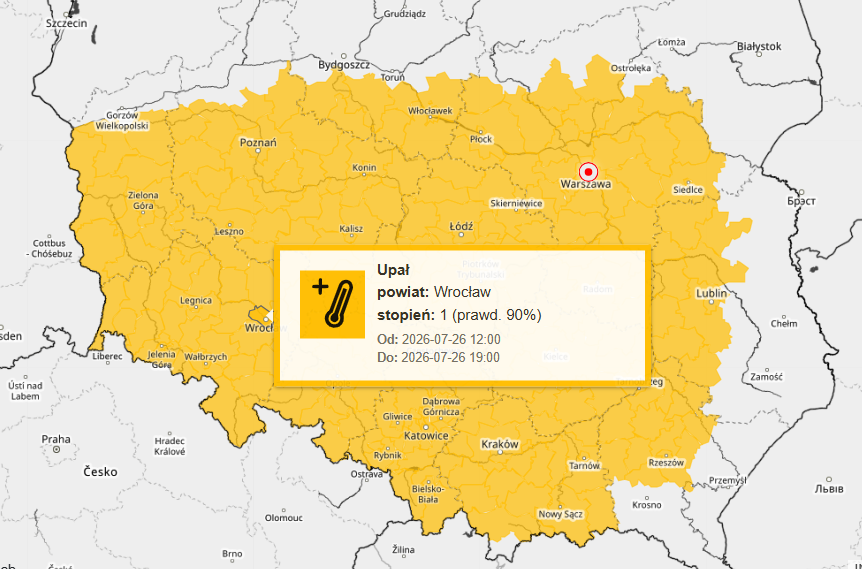 Mapa IMGW - ostrzeżenia