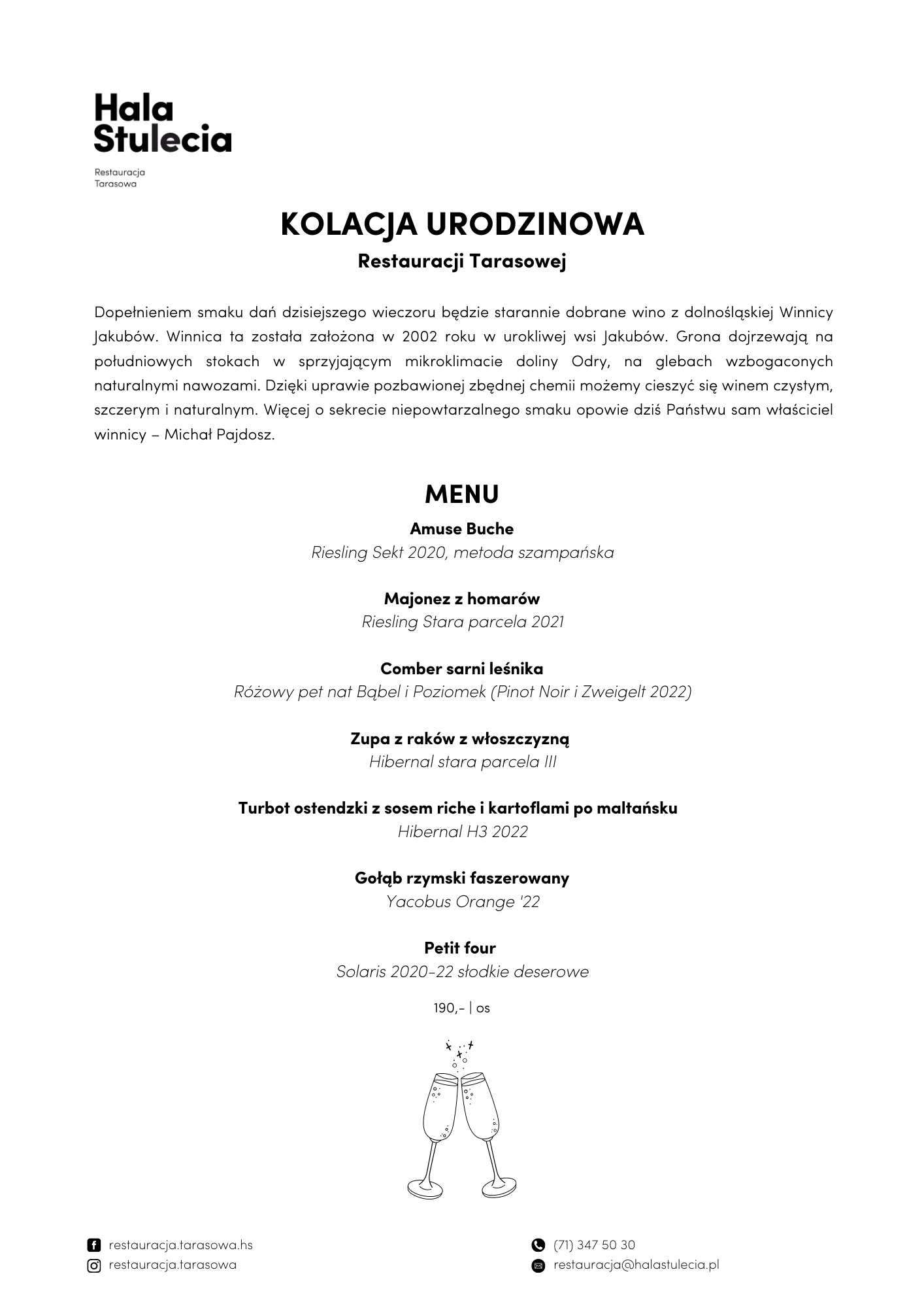 Wine Pairing - menu
