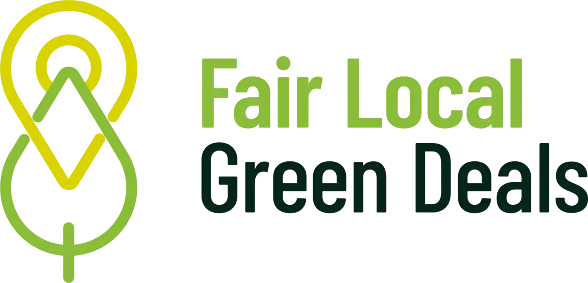 Logotyp projektu. Napis: Fair Local Green Deals
