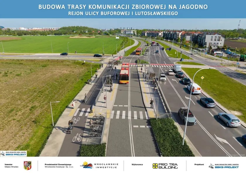 Wizualizacja trasy autobusowej na Jagodno.