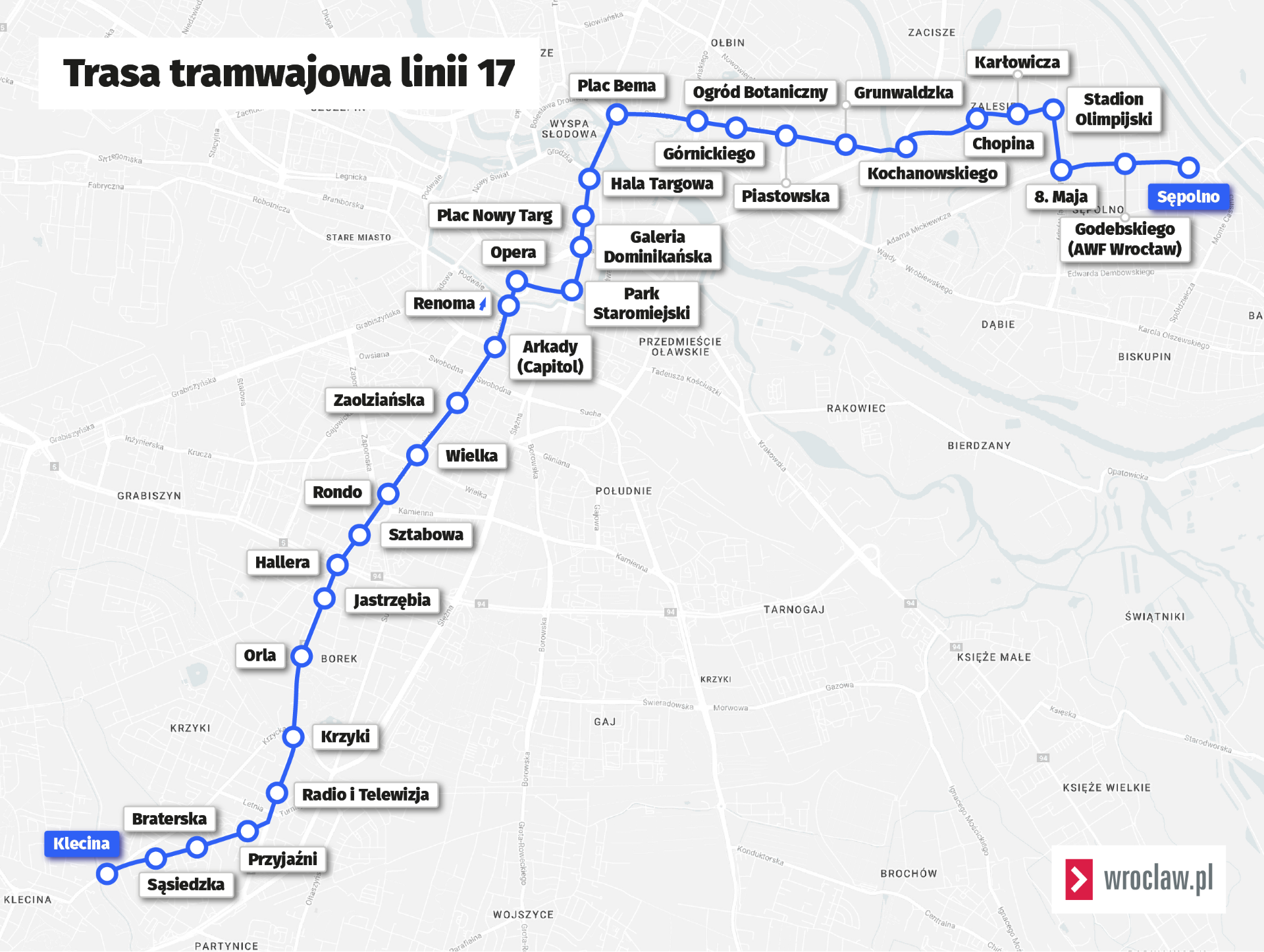 <p>Mapa przedstawia trasę linii nr 17 obowiązującą od niedzieli 8 października.</p>