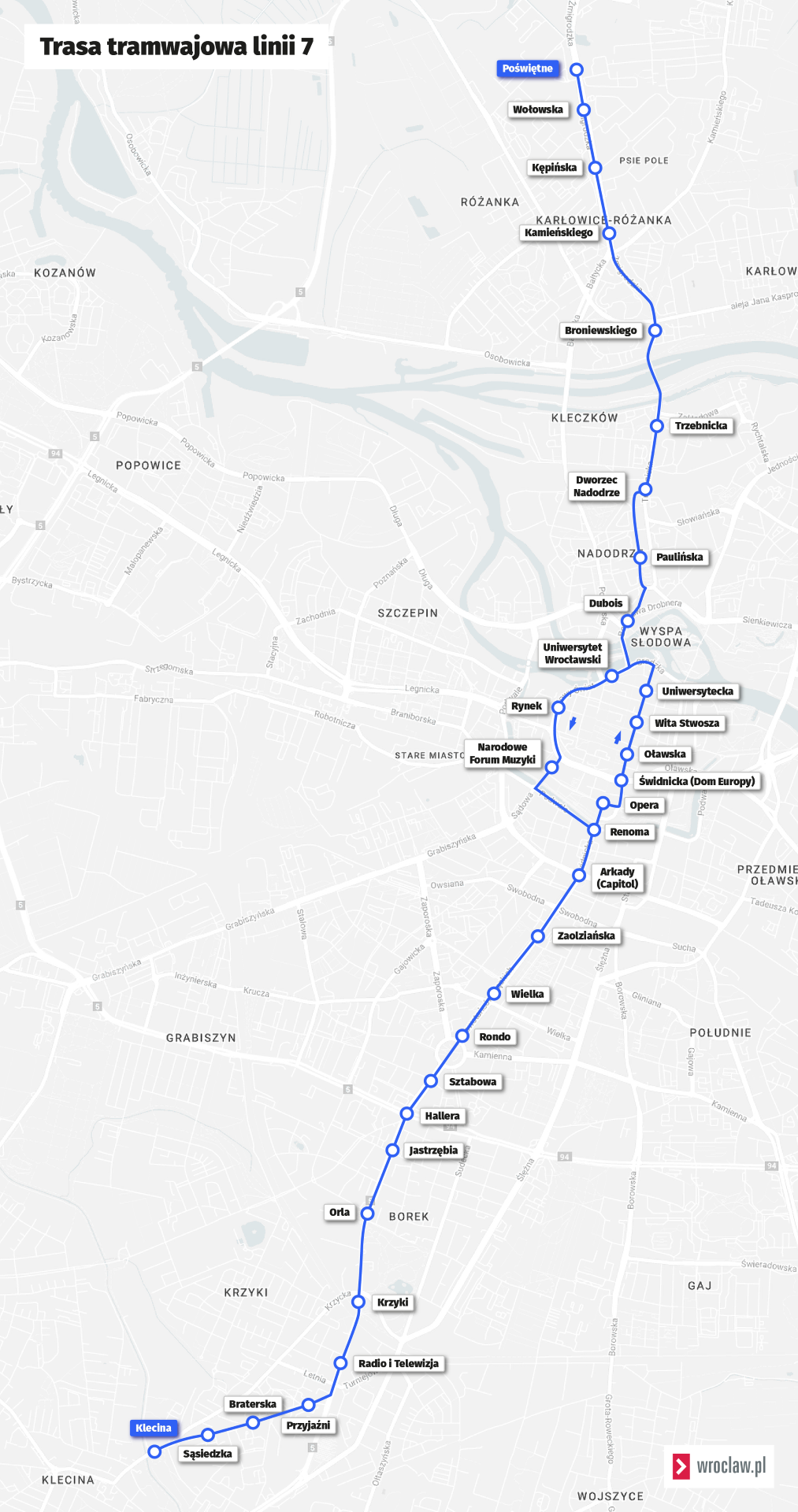 <p>Mapa przedstawia trasę linii nr 7 obowiązującą od niedzieli 8 października.</p>