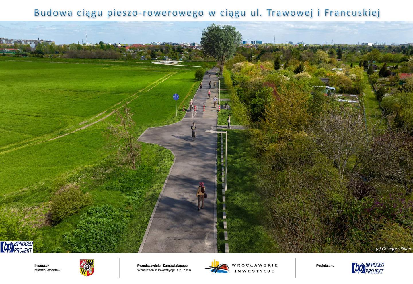 Dojazd do mostku nad Ślęzą od strony ul. Trawowej.