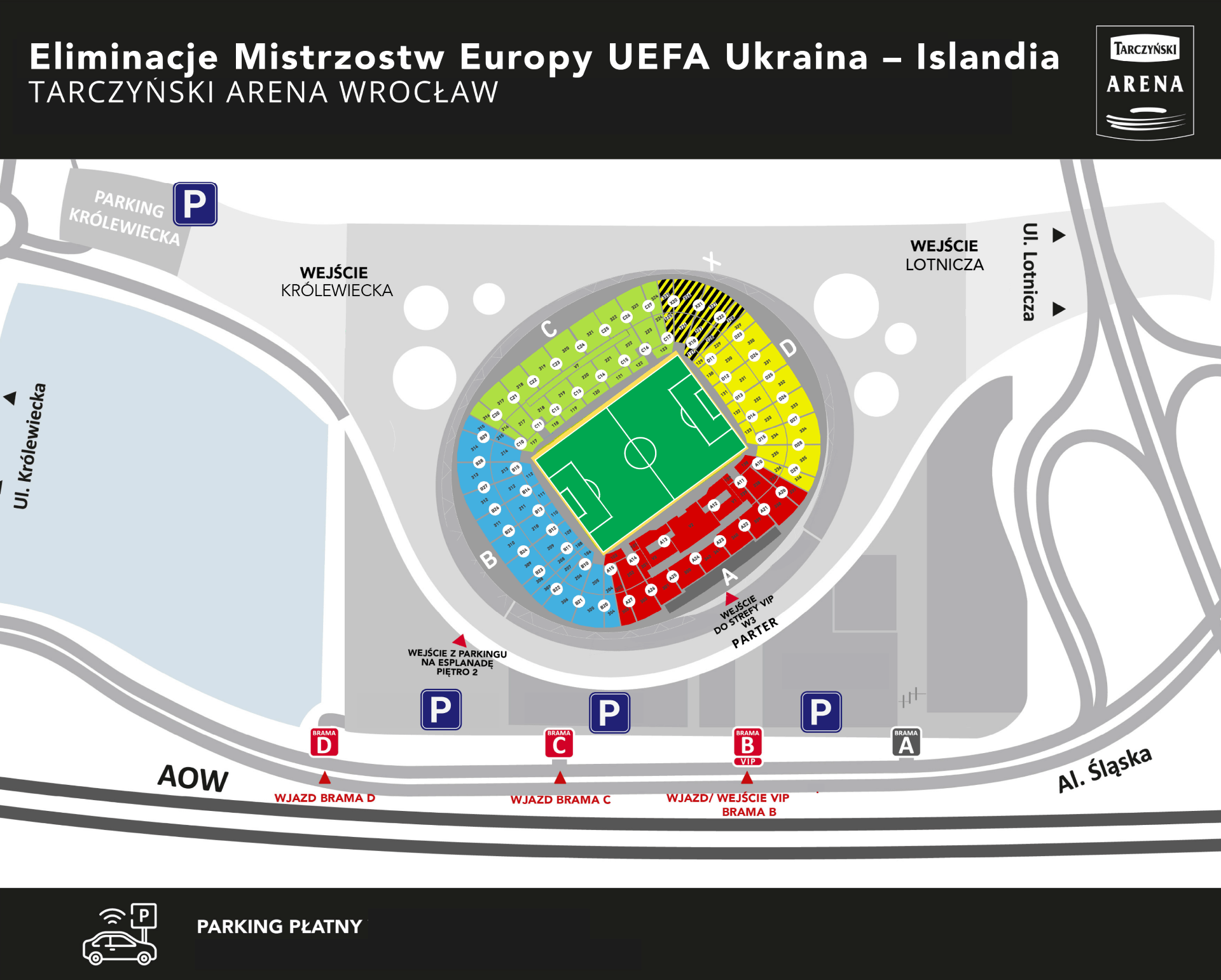 <p>Parkingi na terenie Tarczyński Arena.</p>