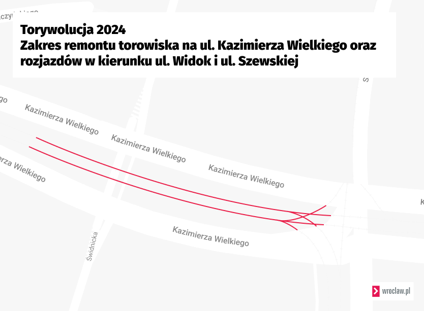 <p>Mapa przedstawia zakres remontu na ul. Kazimierza Wielkiego.&nbsp;</p>