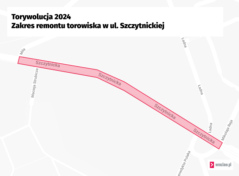 <p>Mapa przedstawia remontowany fragment ul. Szczytnickiej.</p>