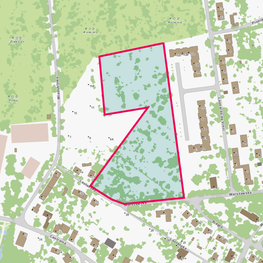 Zarys działki, na której może powstać park kieszonkowy