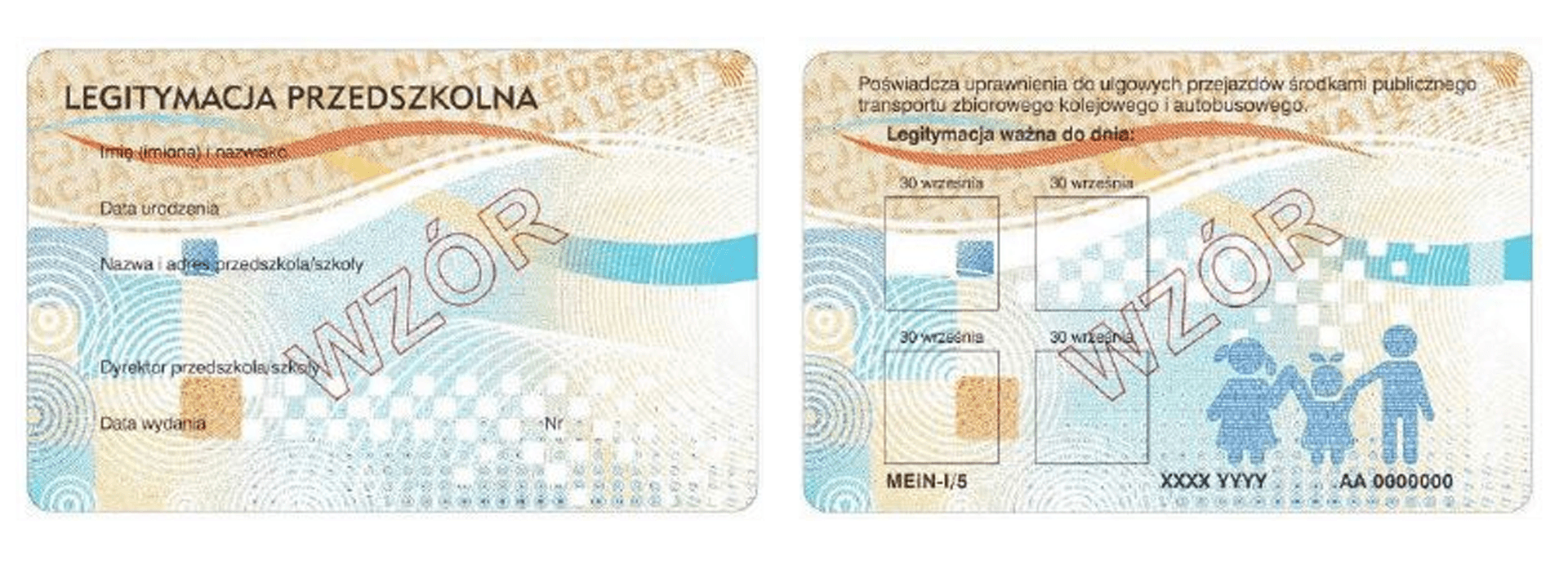 Wzór nowej legitymacji przedszkolnej