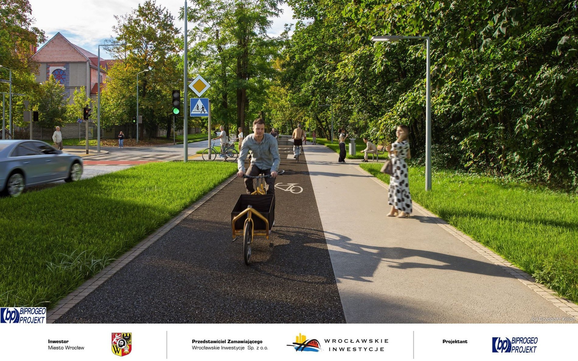 Wizualizacja drogi rowerowej na ul. Ołtaszyńskiej