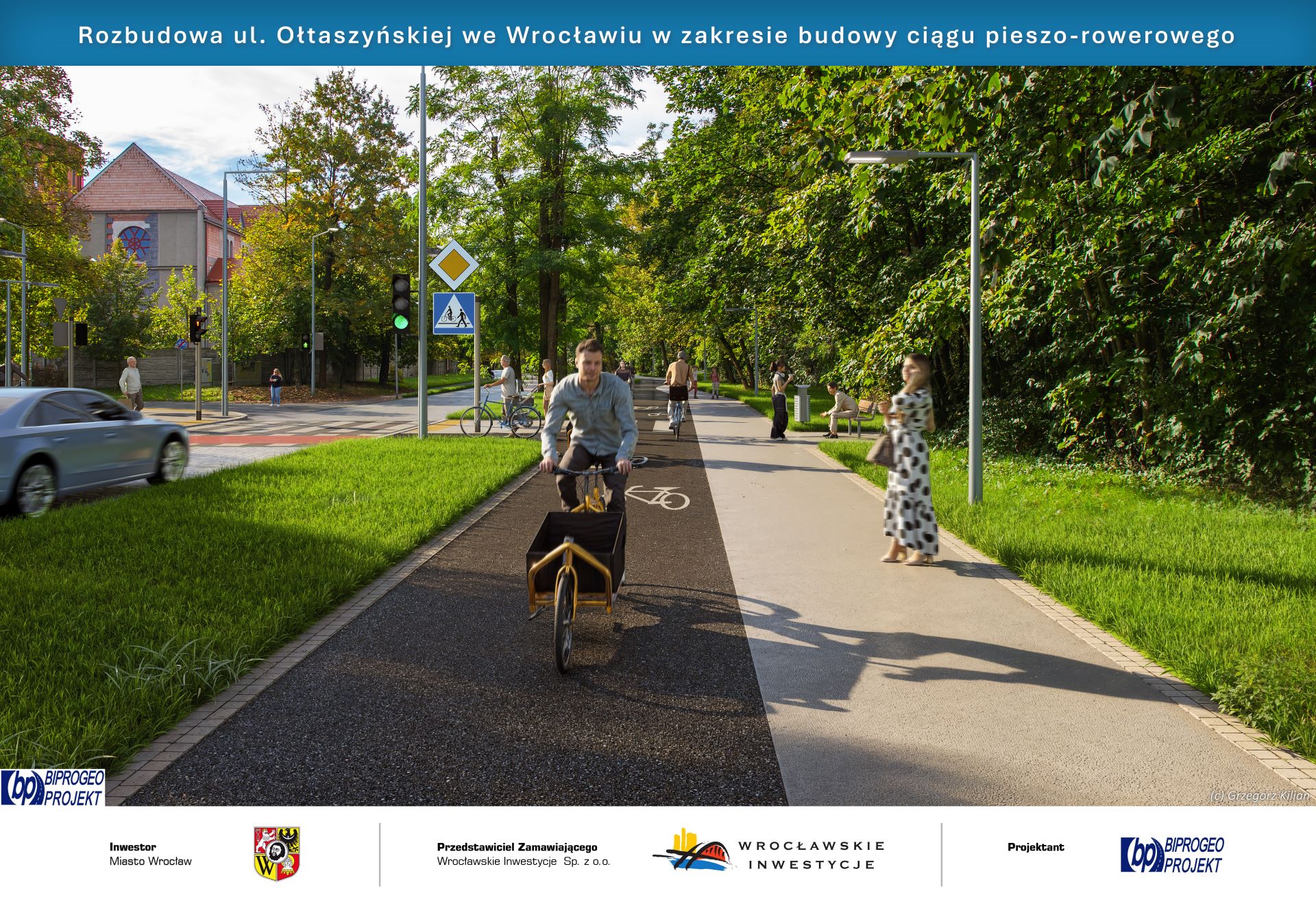 Wizualizacja drogi rowerowej na ul. Ołtaszyńskiej