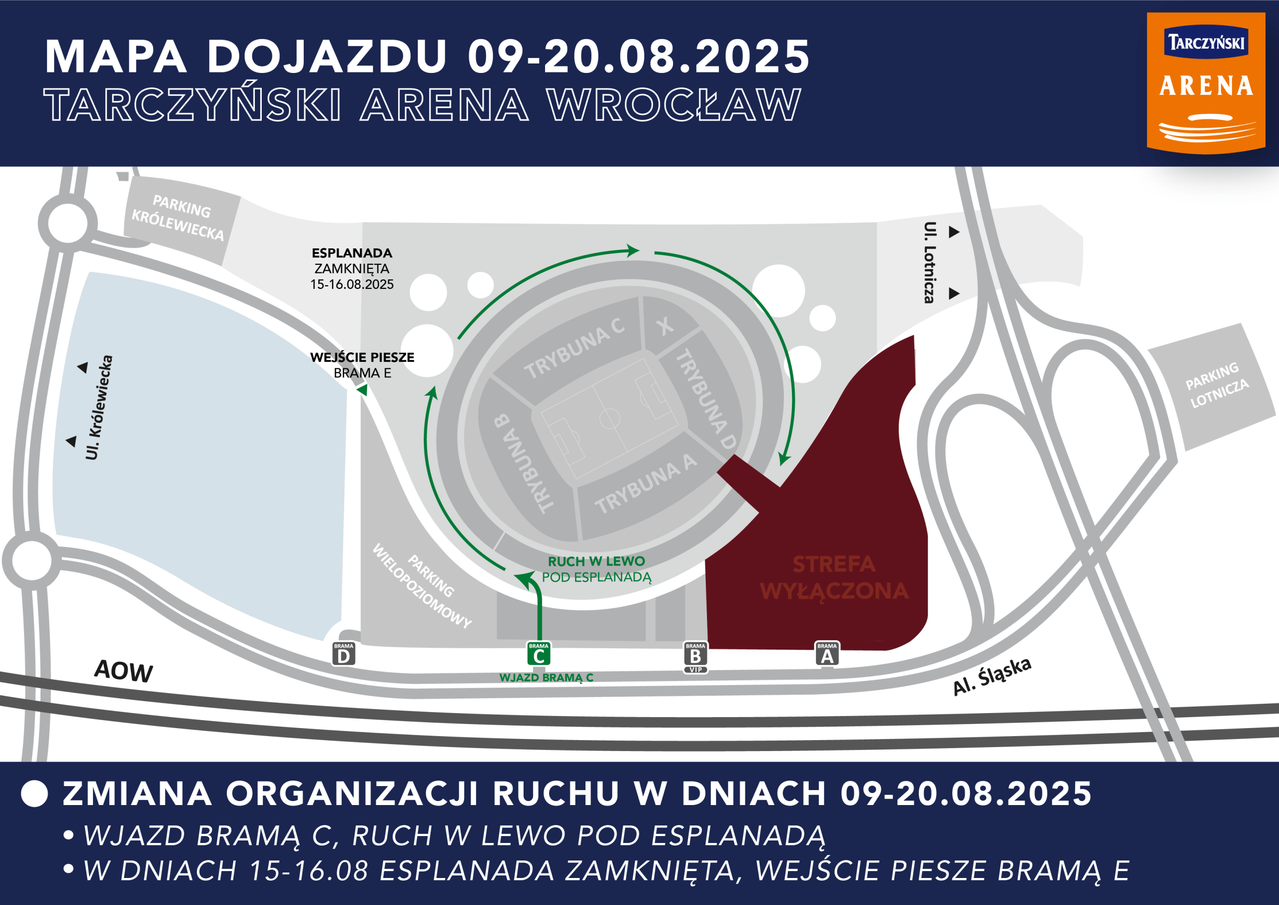 Mapa dojazdu na stadion Tarczyński Arena