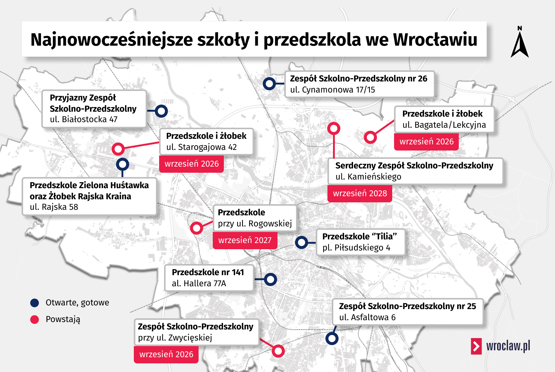 Najnowocześniejsze szkoły i przedszkola we Wrocławiu - mapa z lokalizacjami
