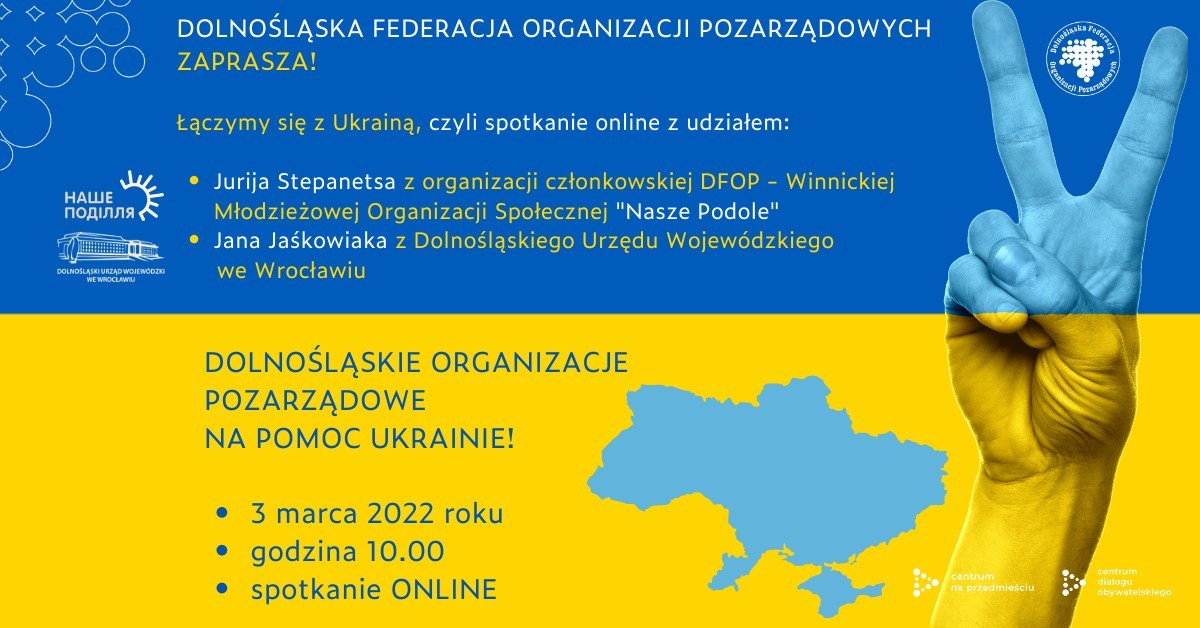 Infografika poświęcona spotkaniu dolnośląskich NGO w sprawie pomocy Ukrainie