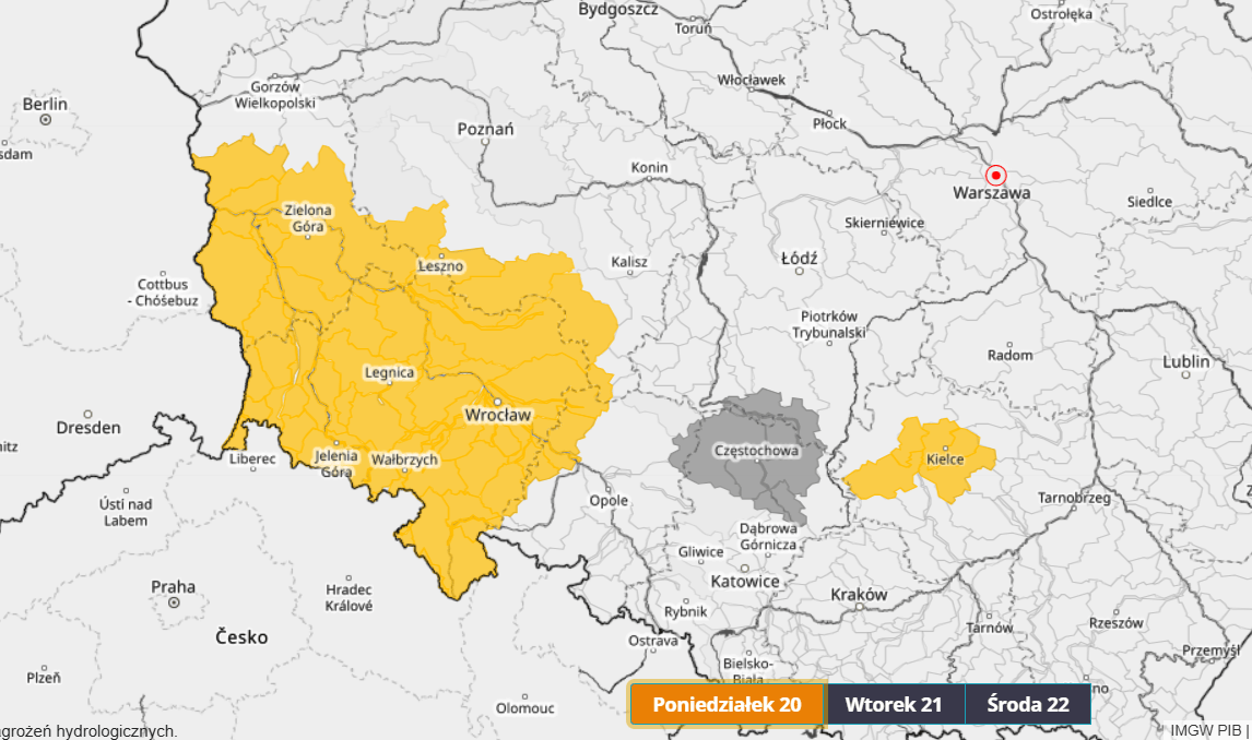 Powiększ obraz: Mapa IMGW - ostrzeżenia