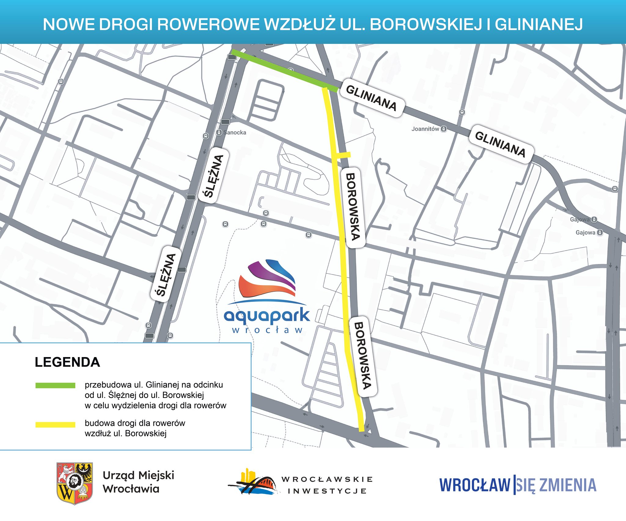 Powiększ obraz: Gliniana, Borowska - drogi rowerowe