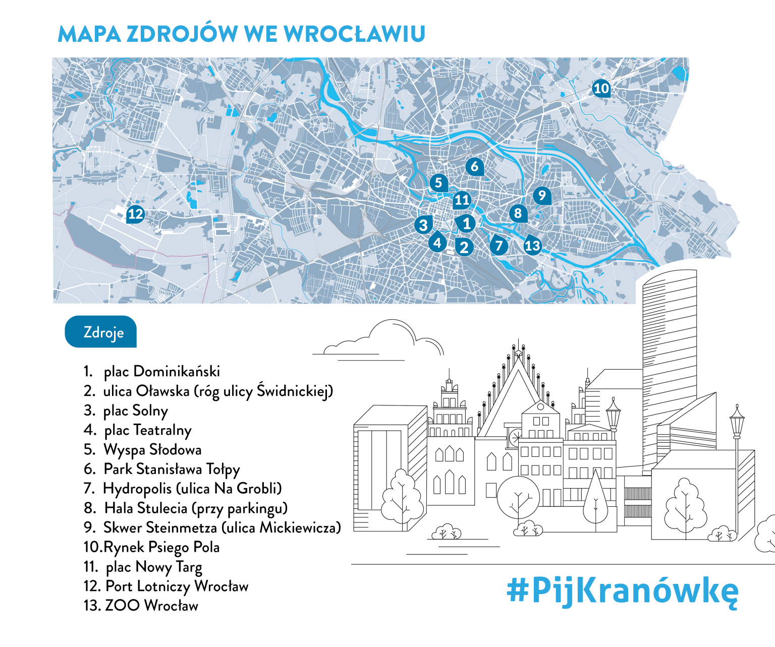 Powiększ obraz: Mapa zdrojów wodnych we Wrocławiu