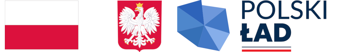 Powiększ obraz: flaga i godło Polski oraz logotyp programu Polski Ład