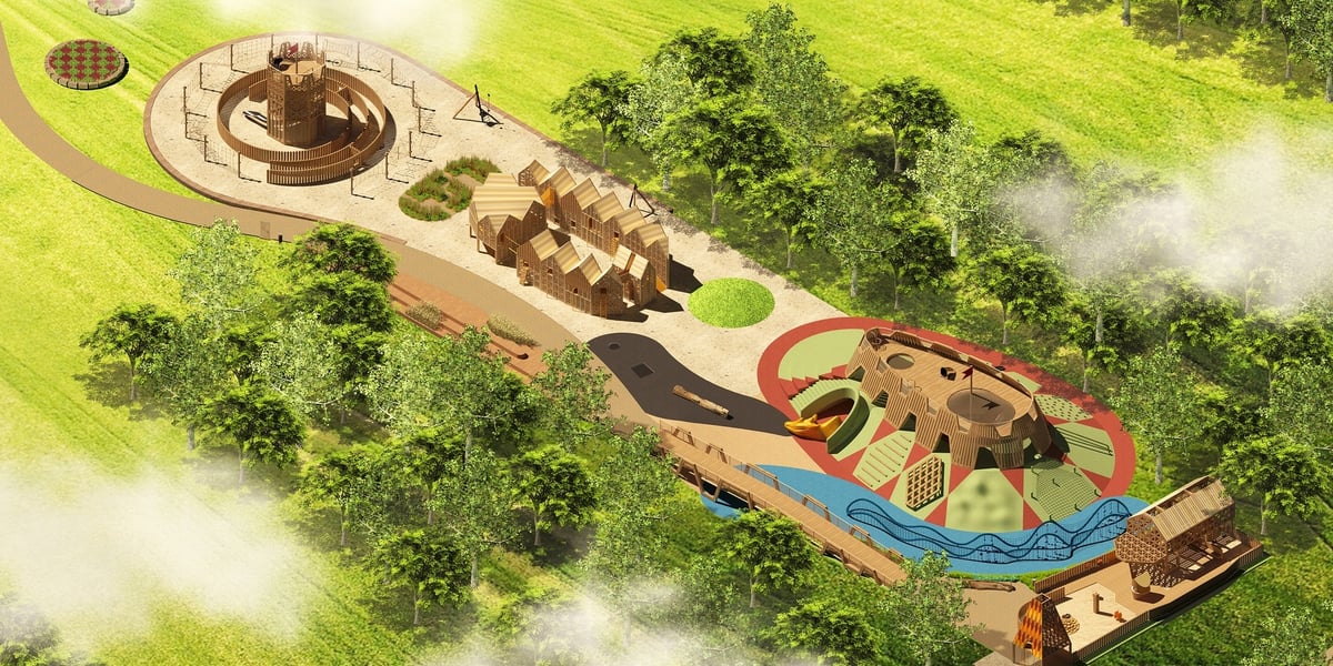 Powiększ obraz: Wizualizacja placu zabaw "Średniowieczny Wrocław"