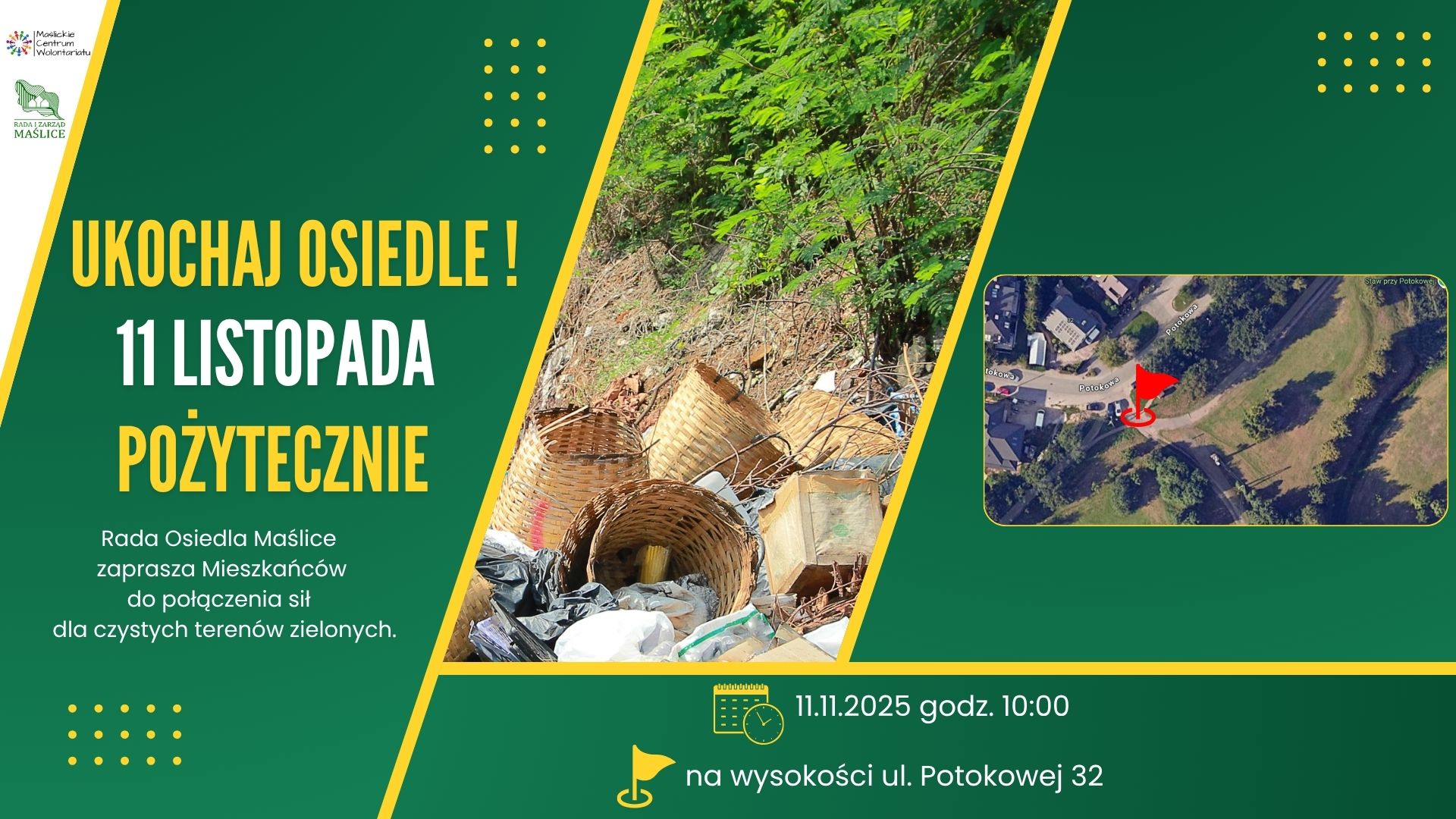 Powiększ obraz: Grafika zachęcająca do udziału w świętowaniu 11 Listopada na Maślicach