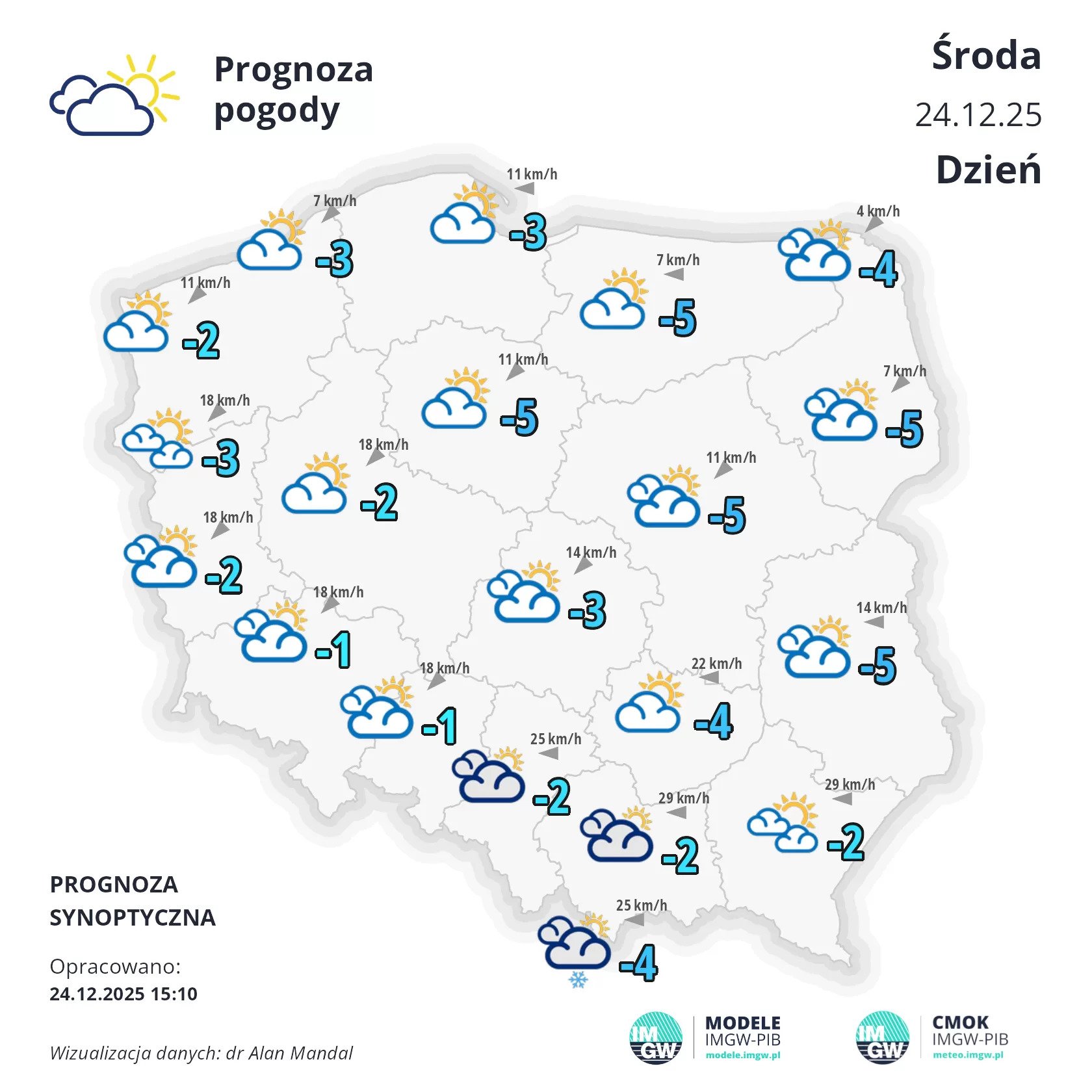 Powiększ obraz: Mapka z prognozą pogody