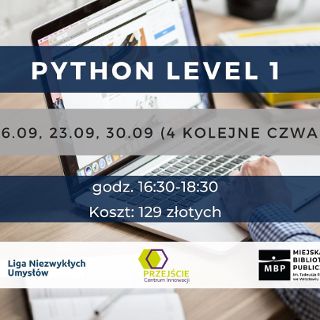 Zdjęcie wydarzenia Python level 1 – kurs stacjonarny