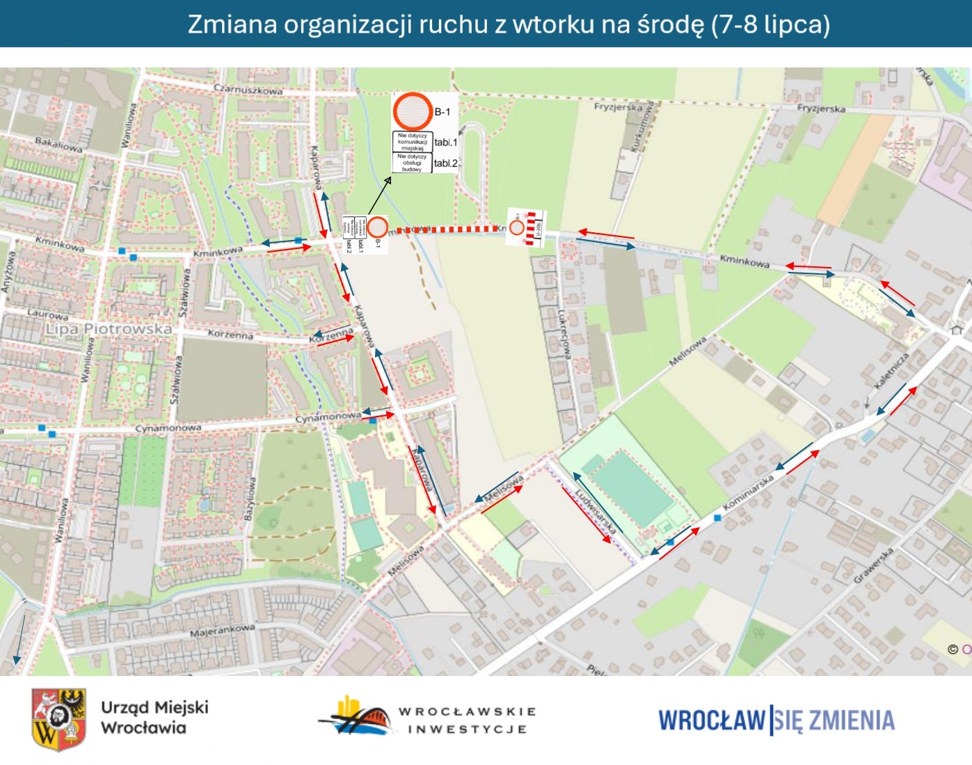 Powiększ obraz: Mapa przedstawia objazdy dla samochodów