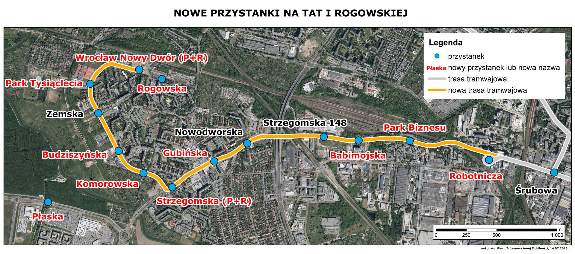 Powiększ obraz: Mapa przedstawia lokalizację oraz nazwy przystanków na trasie na Nowy Dwór.