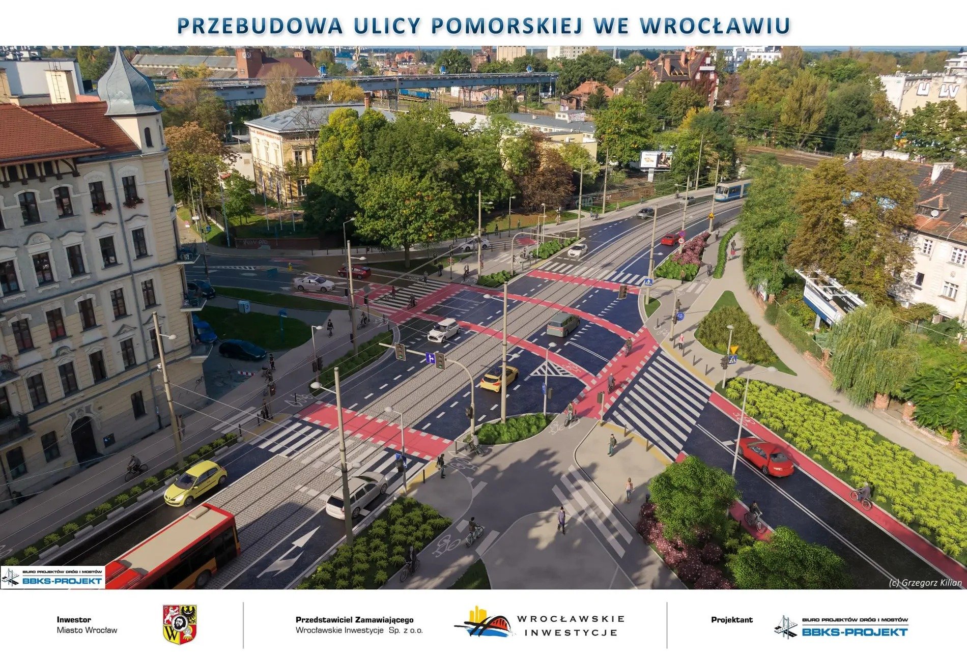 Powiększ obraz: Wizualizacja przedstawia ul. Pomorską po remoncie.