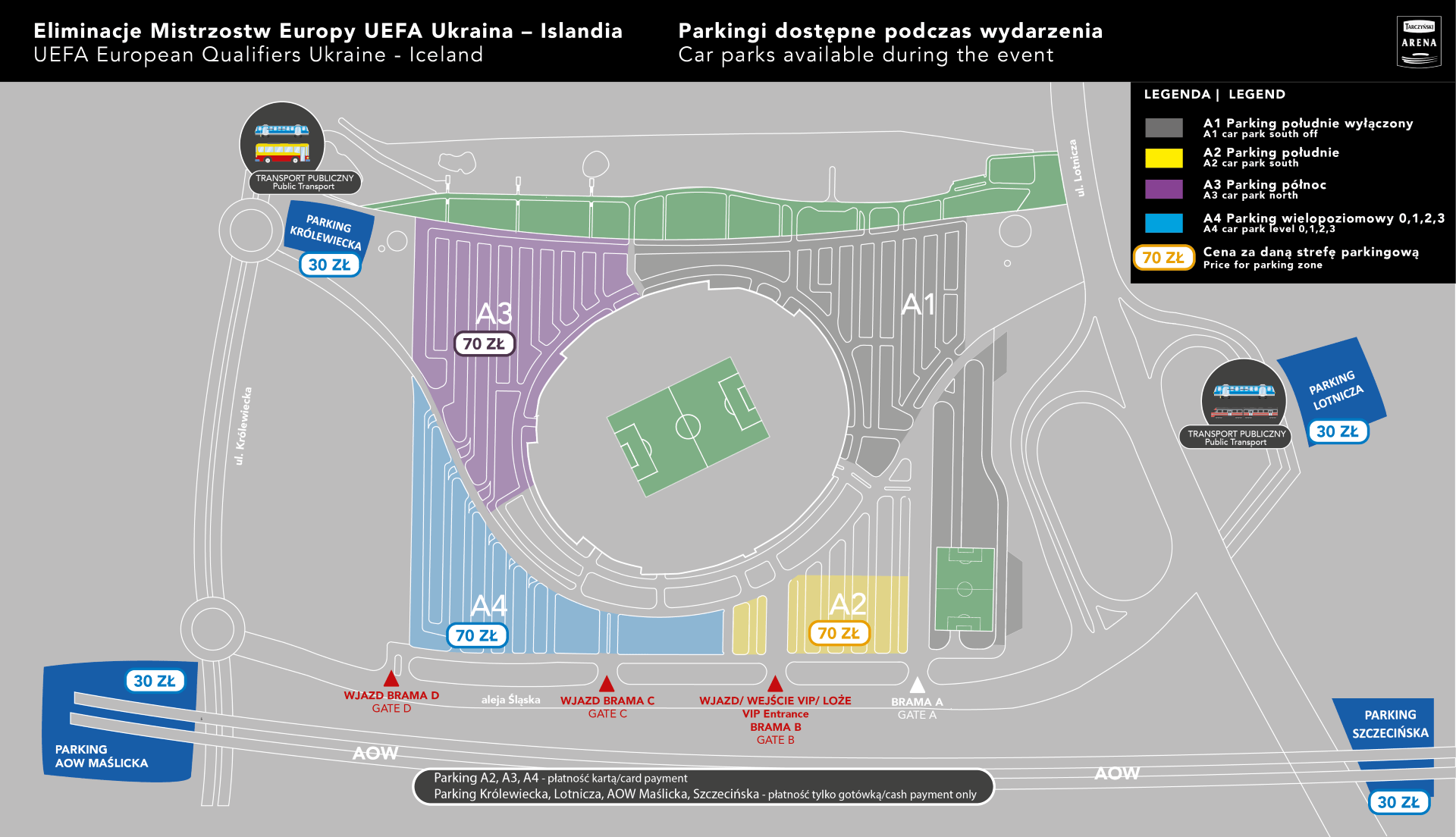 Powiększ obraz: <p>Parkingi zewnętrzne w pobliżu Tarczyński Arena.</p>