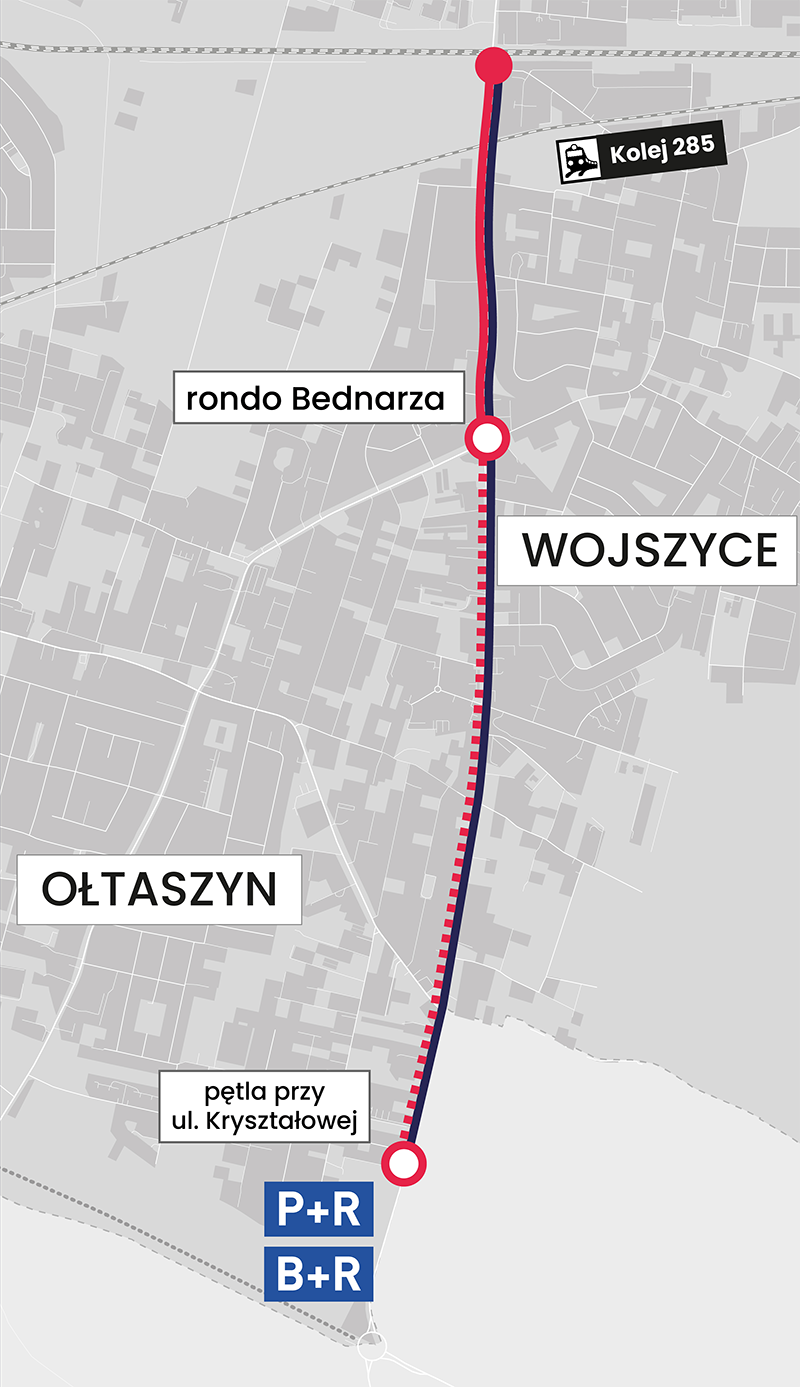 Powiększ obraz: Powstanie buspasa na Grota-Roweckiego wiąże się z kompleksową przebudową całej ulicy. Na początek może powstać buspas na odcinku od ronda Bednarza do wiaduktu kolejowego nad Borowską