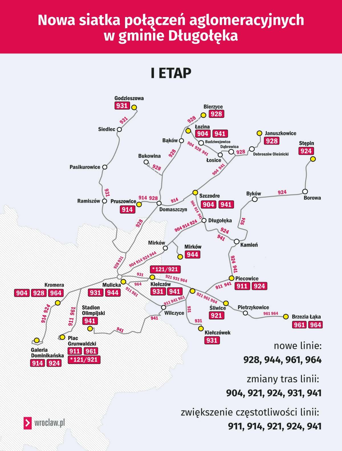 Powiększ obraz: Mapa przedstawia połączenia aglomeracyjne