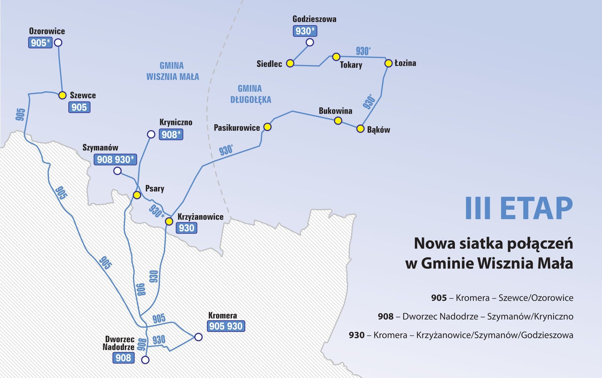 Powiększ obraz: Mapa z siatką połączeń linii aglomeracyjnych