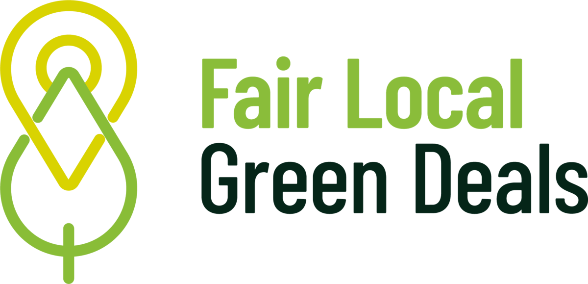 Powiększ obraz: Logotyp projektu. Napis: Fair Local Green Deals