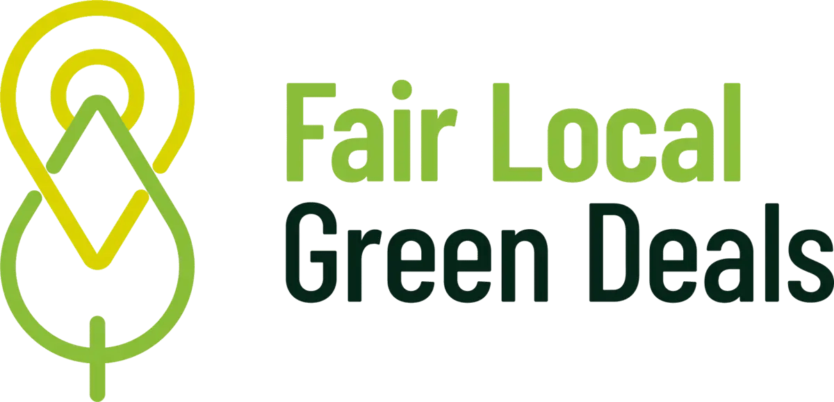 Powiększ obraz: Logotyp projektu. Napis: Fair Local Green Deals