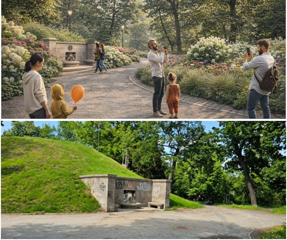 Promenada Staromiejska - obecnie i po zakończeniu prac (wizualizacja)