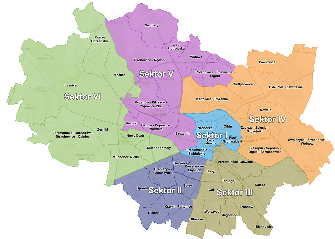 6 sektorów